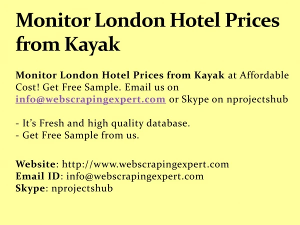 monitor london hotel prices from kayak