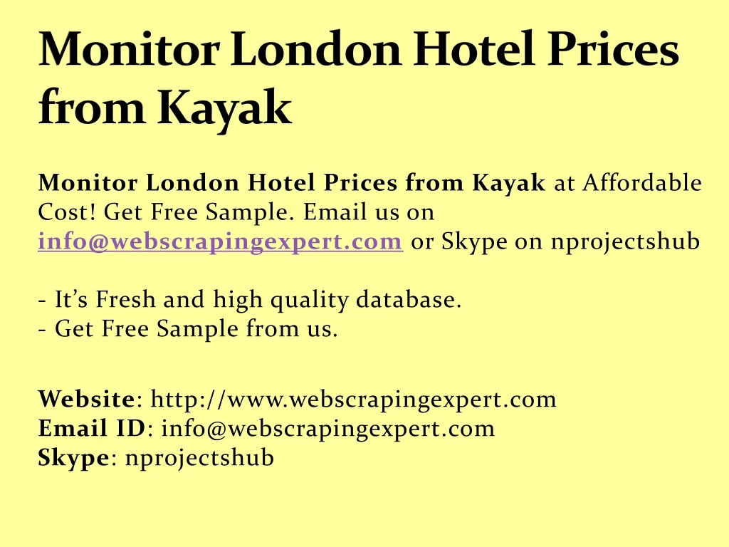 monitor london hotel prices from kayak