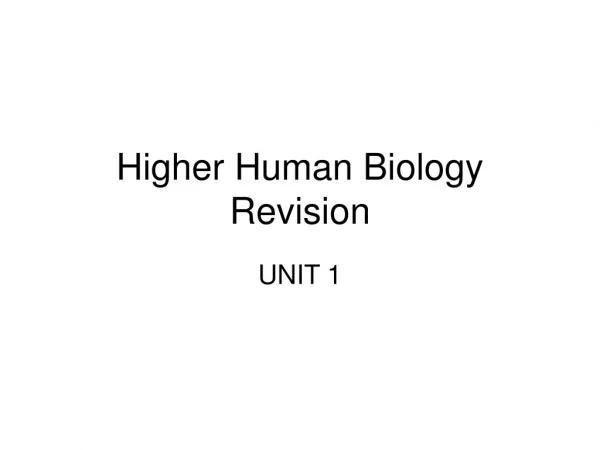 Higher Human Biology Revision