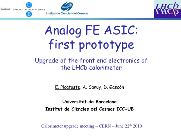 Calorimeter upgrade meeting – CERN – June 22 th 2010