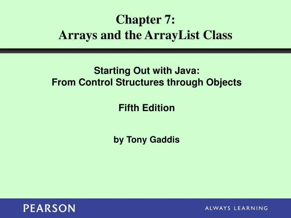 chapter 7 arrays and the arraylist class