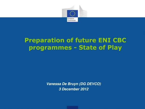 Preparation of future ENI CBC programmes - State of Play