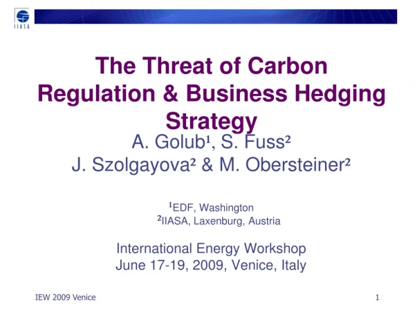 The Threat of Carbon Regulation &amp; Business Hedging Strategy