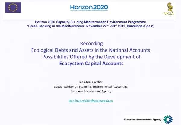 Jean-Louis Weber Special Adviser on Economic-Environmental Accounting European Environment Agency