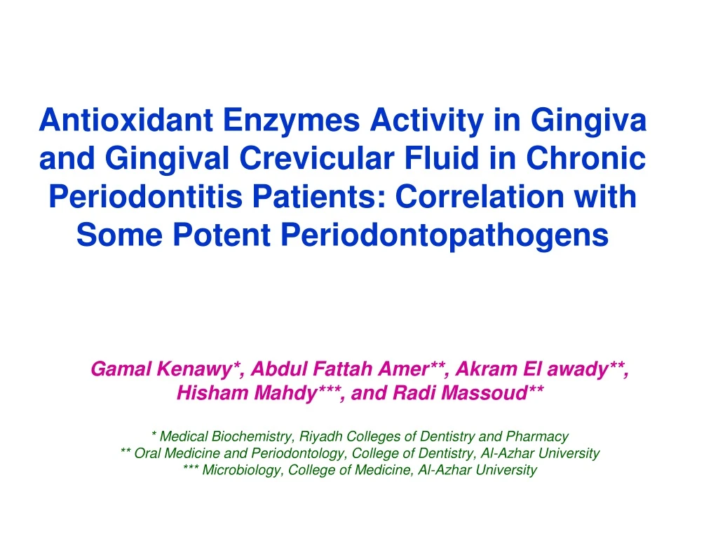 antioxidant enzymes activity in gingiva