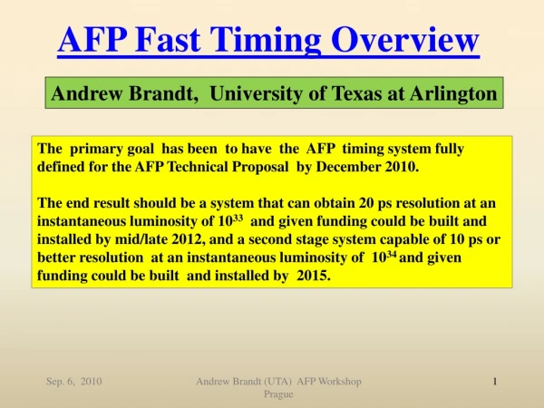 AFP Fast Timing Overview