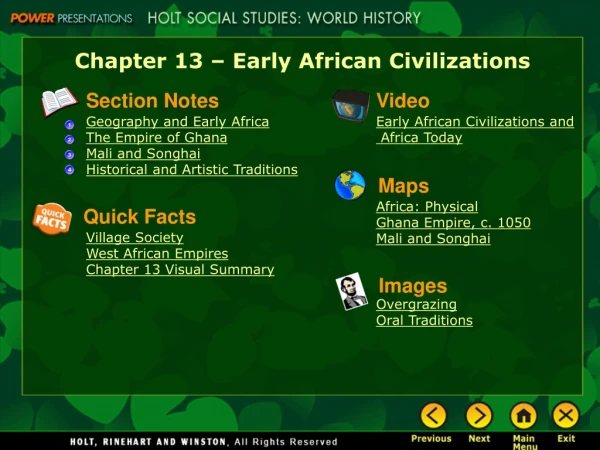 Chapter 13 – Early African Civilizations