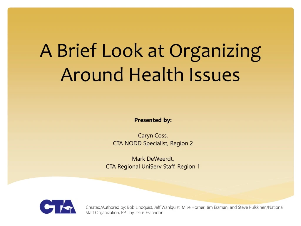a brief look at organizing around health issues