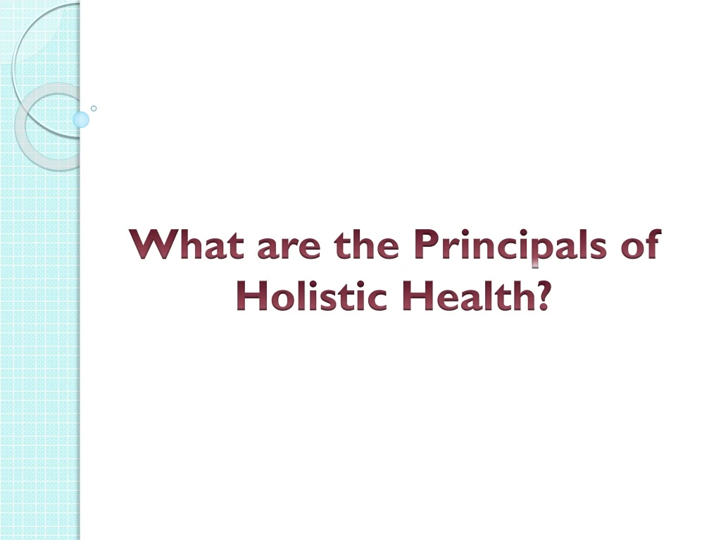 what are the principals of holistic health