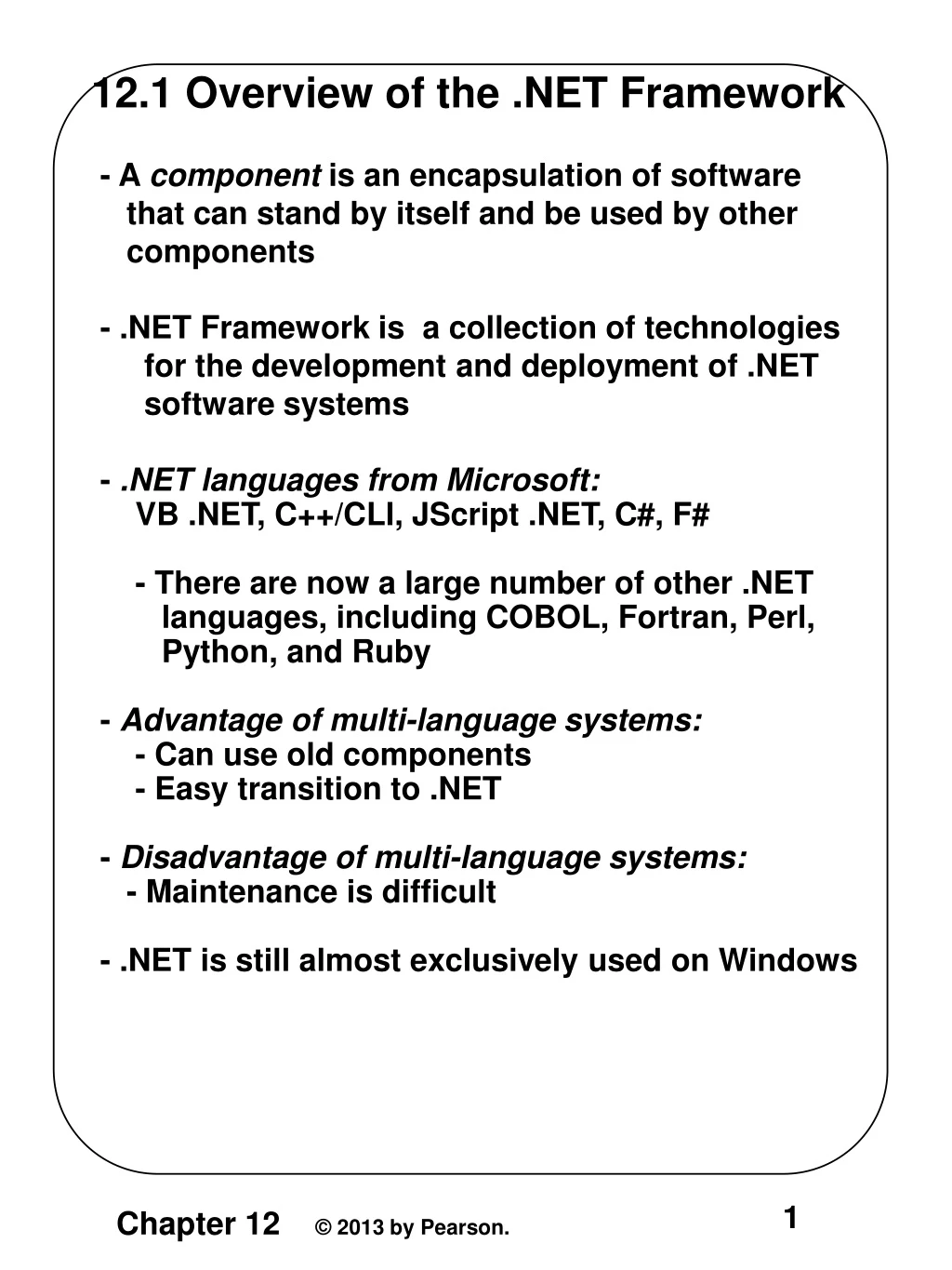 12 1 overview of the net framework a component