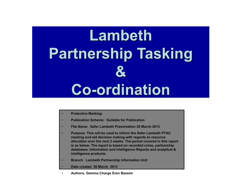 lambeth partnership tasking co ordination
