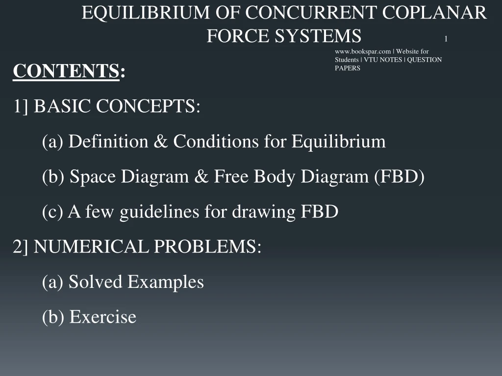 equilibrium of concurrent coplanar force systems
