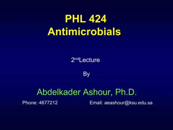 PHL 424 Antimicrobials
