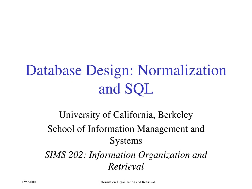 database design normalization and sql