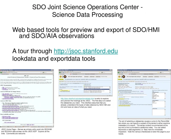 SDO Joint Science Operations Center - Science Data Processing