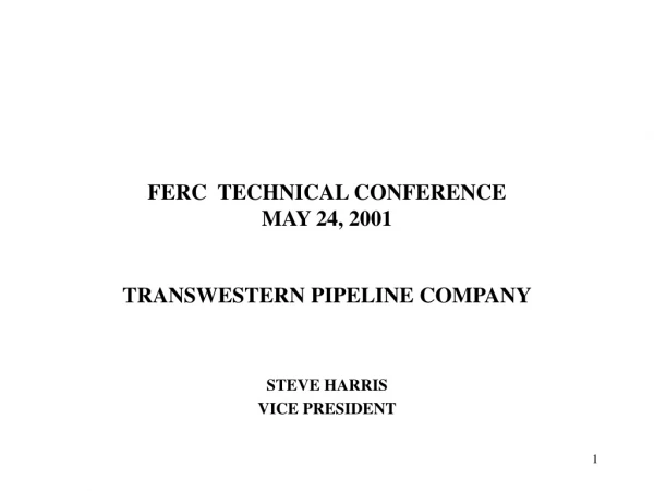 FERC TECHNICAL CONFERENCE MAY 24, 2001