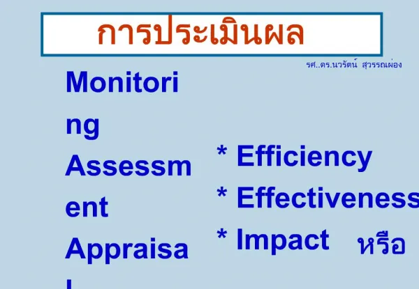 Monitoring Assessment Appraisal Evaluation