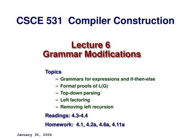 Lecture 6 Grammar Modifications