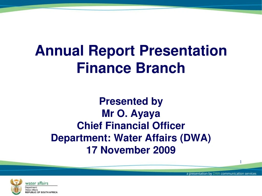 annual report presentation finance branch