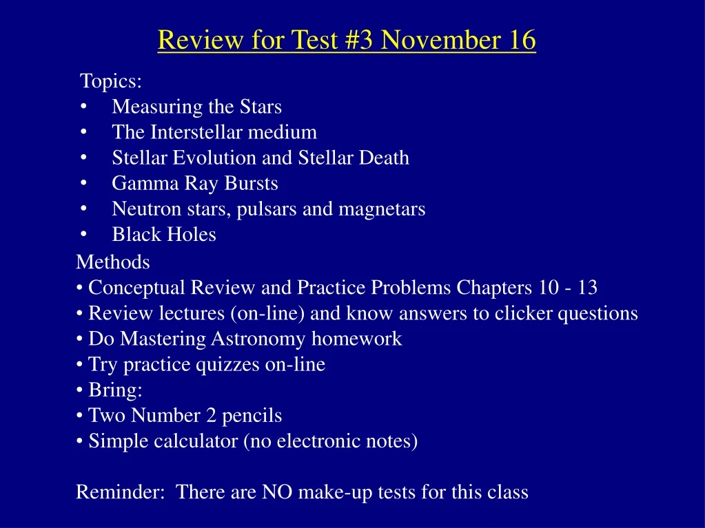 review for test 3 november 16