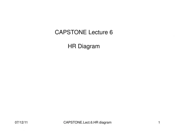 CAPSTONE Lecture 6 HR Diagram