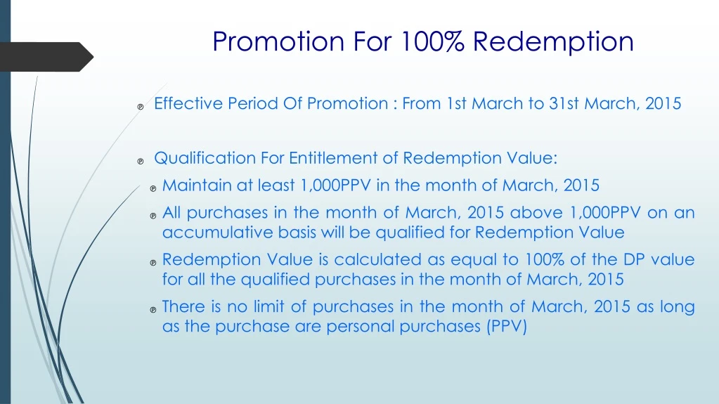 promotion for 100 redemption