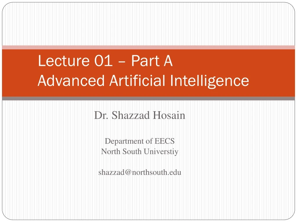 lecture 01 part a advanced artificial intelligence