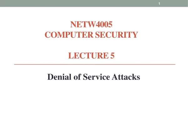 NETW4005 Computer Security Lecture 5