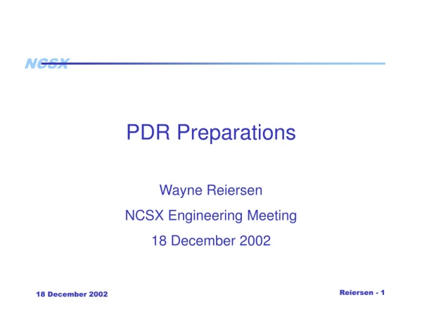 PDR Preparations