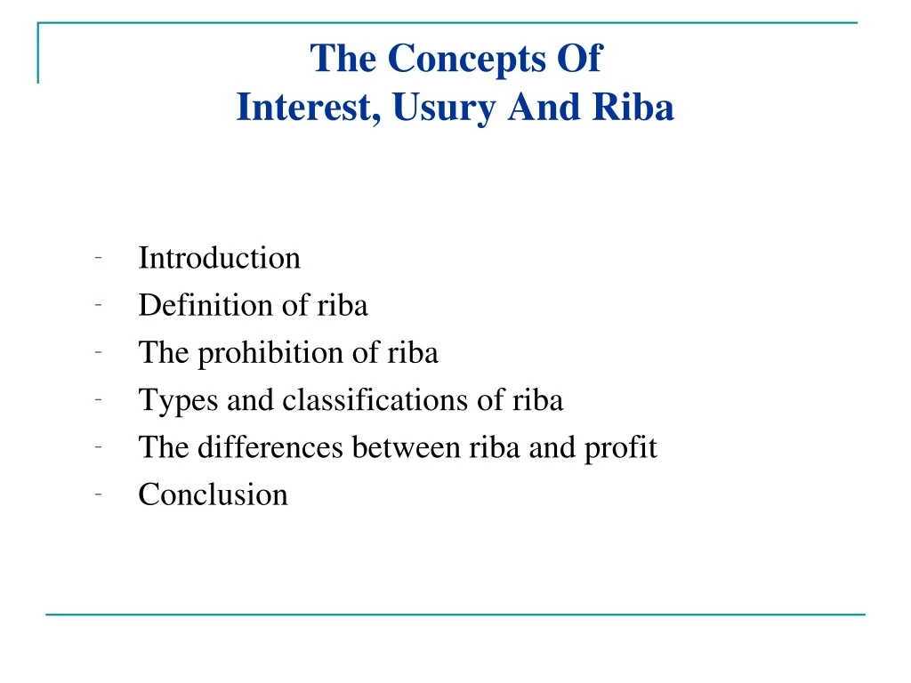 the concepts of interest usury and riba