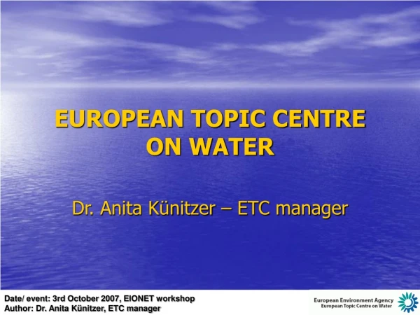 EUROPEAN TOPIC CENTRE ON WATER