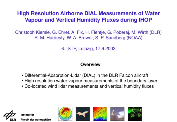 Overview Differential-Absorption-Lidar (DIAL) in the DLR Falcon aircraft