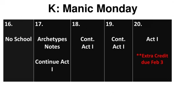K: Manic Monday