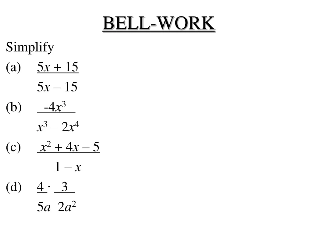 bell work