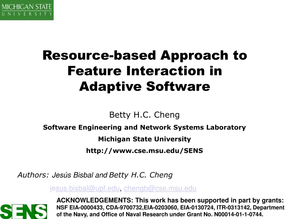 resource based approach to feature interaction in adaptive software