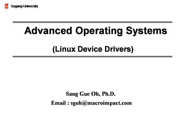 Advanced Operating Systems Linux Device Drivers