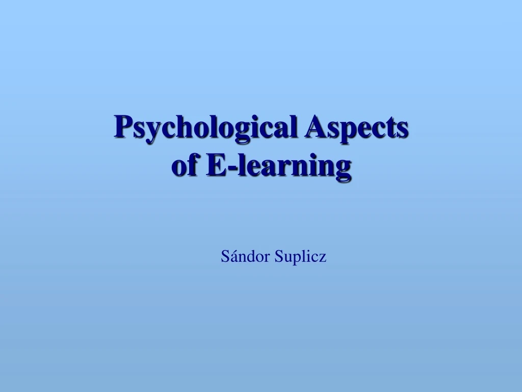 psychological aspects of e learning