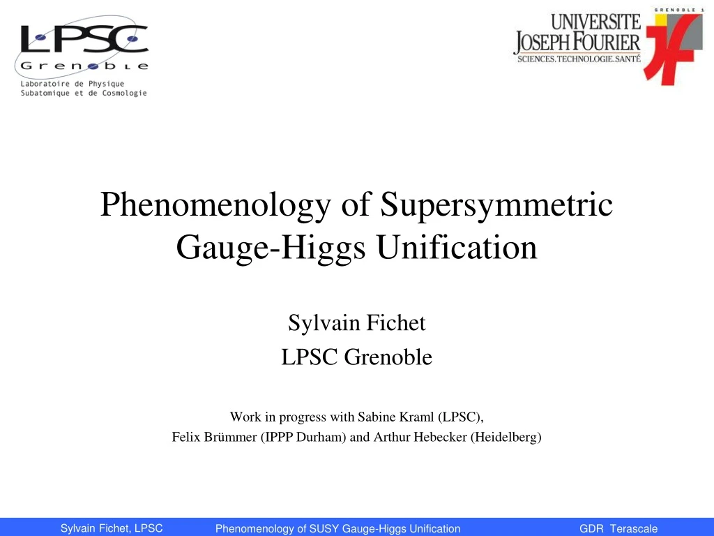 phenomenology of supersymmetric gauge higgs unification