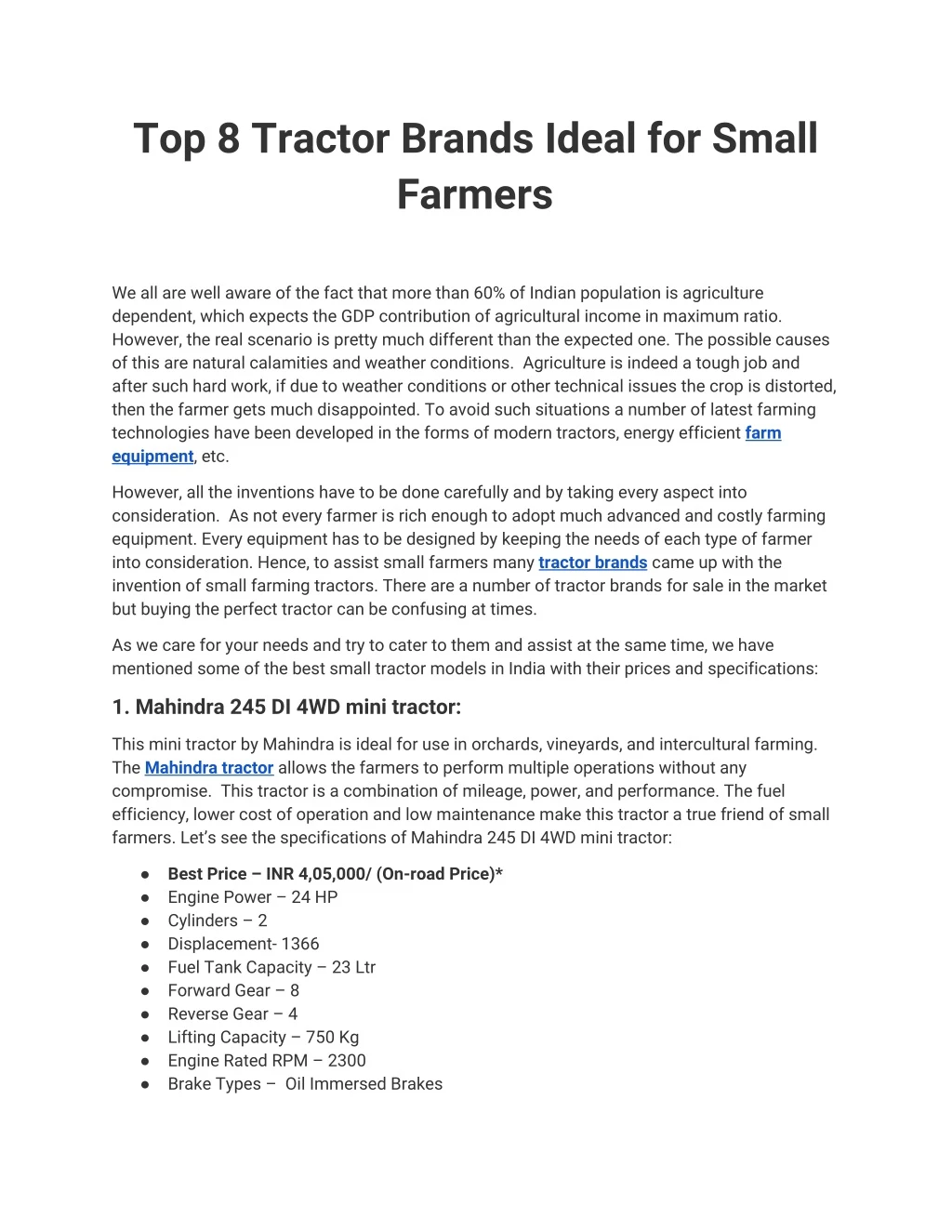 top 8 tractor brands ideal for small farmers
