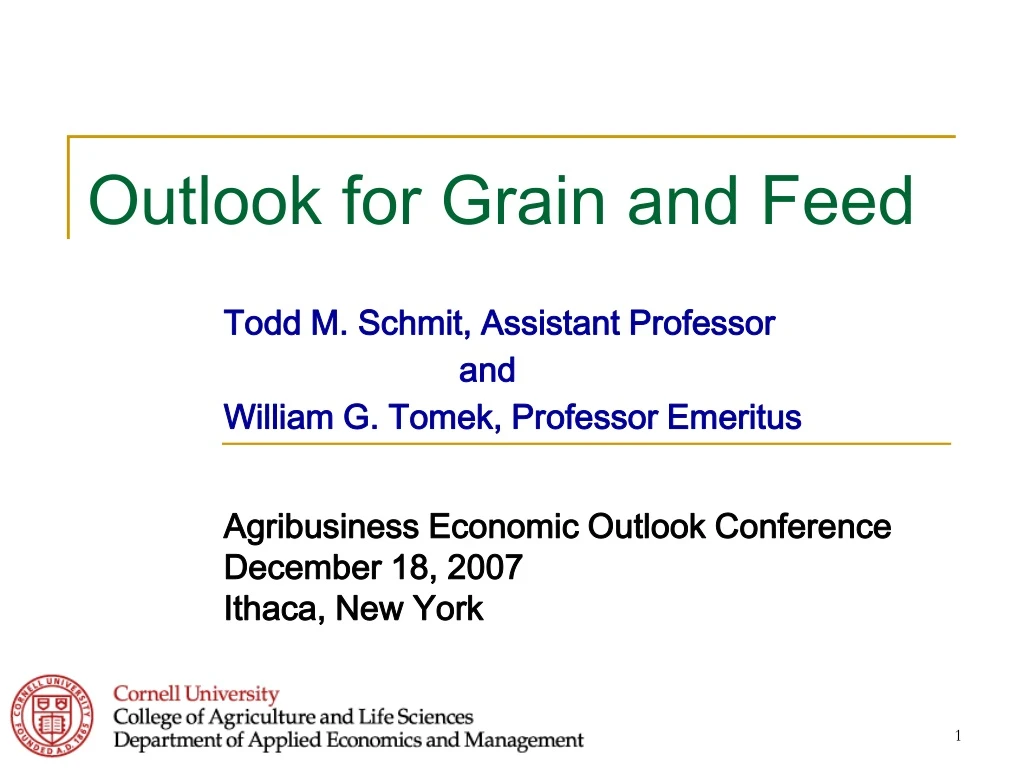 outlook for grain and feed