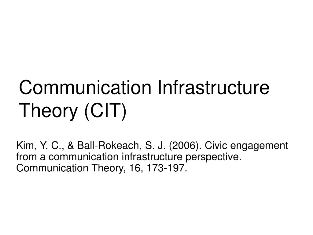 communication infrastructure theory cit