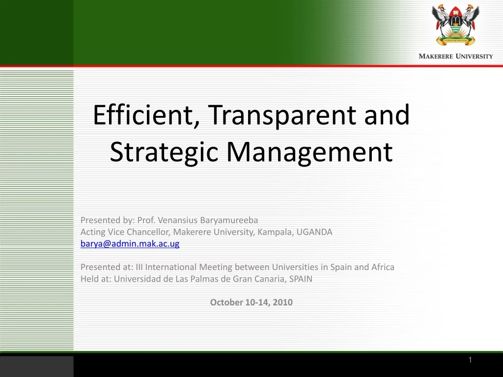 efficient transparent and strategic management