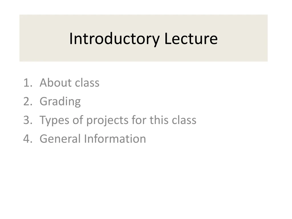 introductory lecture