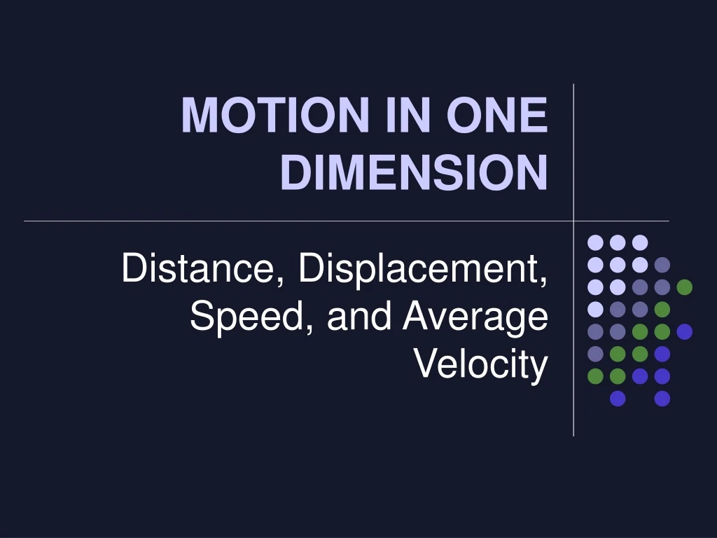 motion in one dimension