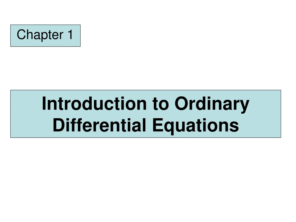 introduction to ordinary differential equations