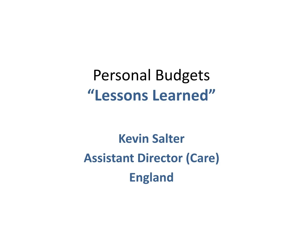personal budgets lessons learned