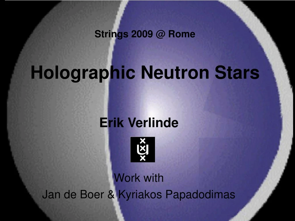 strings 2009 @ rome holographic neutron stars