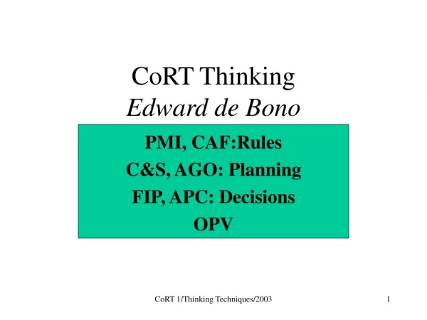 CoRT Thinking Edward de Bono