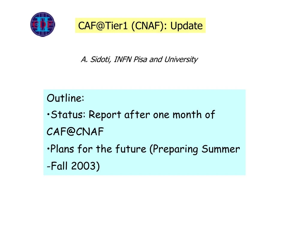 caf@tier1 cnaf update