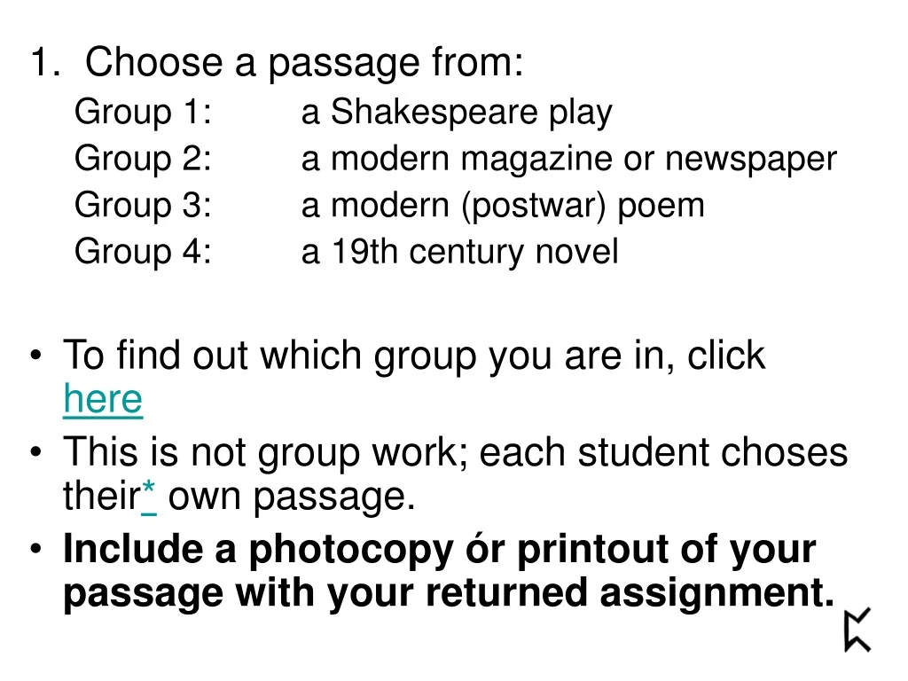 1 choose a passage from group 1 a shakespeare